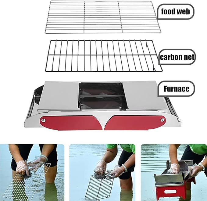 Barbecue Charcoal Grill Portable Charcoal Grill Folding Grill for Cooking Picnic Camping Outdoor BBQ Charcoal BBQ Grill