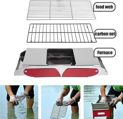 Barbecue Charcoal Grill Portable Charcoal Grill Folding Grill for Cooking Picnic Camping Outdoor BBQ Charcoal BBQ Grill