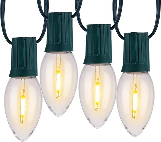 Vintage C9 Christmas Lights Outdoor, 150FT 150 LED String Lights Warm White | Waterproof Connectable Christmas Tree Lights for House, Roofline, Holiday Party, Indoor Outside, Garden Patio Backyard Decor