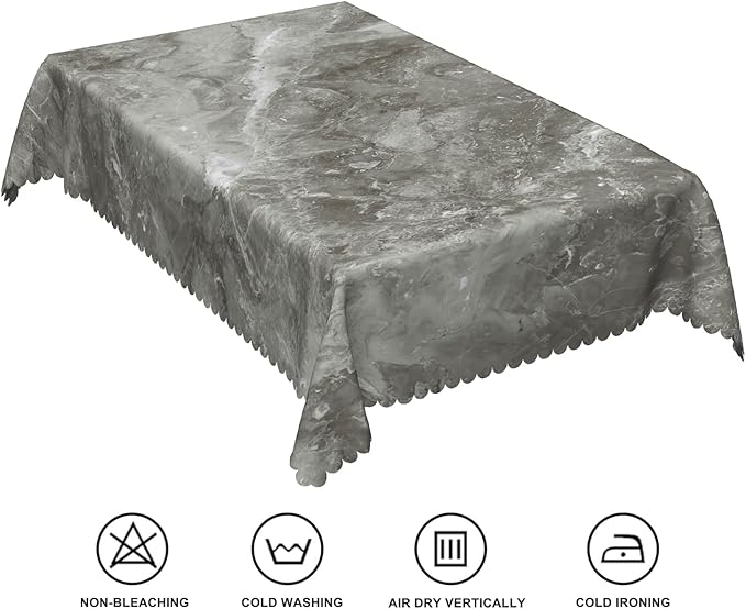60x108inch Grey Marble Rectangle Table Cloth Abstract Marble Texture Polyester Tablecloth Stain Resistant and Wrinkle Free Table Cover for Kitchen Dining BBQ Picnic Camping Indoor Outdoor Use