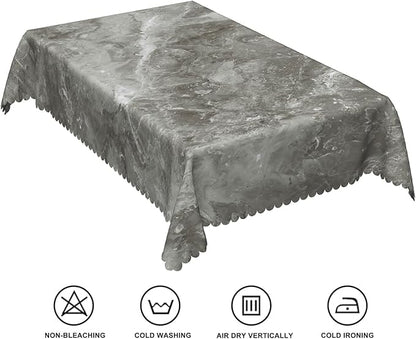 60x108inch Grey Marble Rectangle Table Cloth Abstract Marble Texture Polyester Tablecloth Stain Resistant and Wrinkle Free Table Cover for Kitchen Dining BBQ Picnic Camping Indoor Outdoor Use
