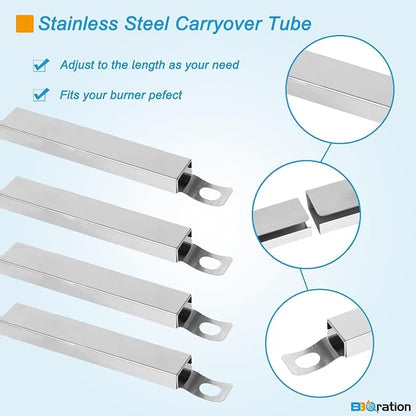 4-Pack Universal Adjustable Crossover Tubes for Charbroil | Carryover Tubes for Charbroil Kenmore and Others Most Gas Grill