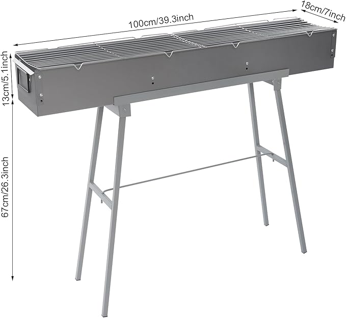Charcoal Grills,40" Commercial Folding Camping Barbecue Grill W/2 Air Doors, Stainless Steel Camping Picnic Cooking For Party, Beach Barbecues.