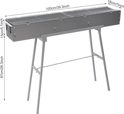 Charcoal Grills,40" Commercial Folding Camping Barbecue Grill W/2 Air Doors, Stainless Steel Camping Picnic Cooking For Party, Beach Barbecues.