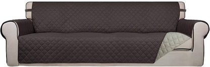 PureFit Reversible Quilted Couch Covers for Dogs Sofa Cover 4 Seater 88" | Chocolate/Beige, Water Resistant Couch Protector, Washable Pet Couch Cover with Non Slip and Elastic Straps For Kids