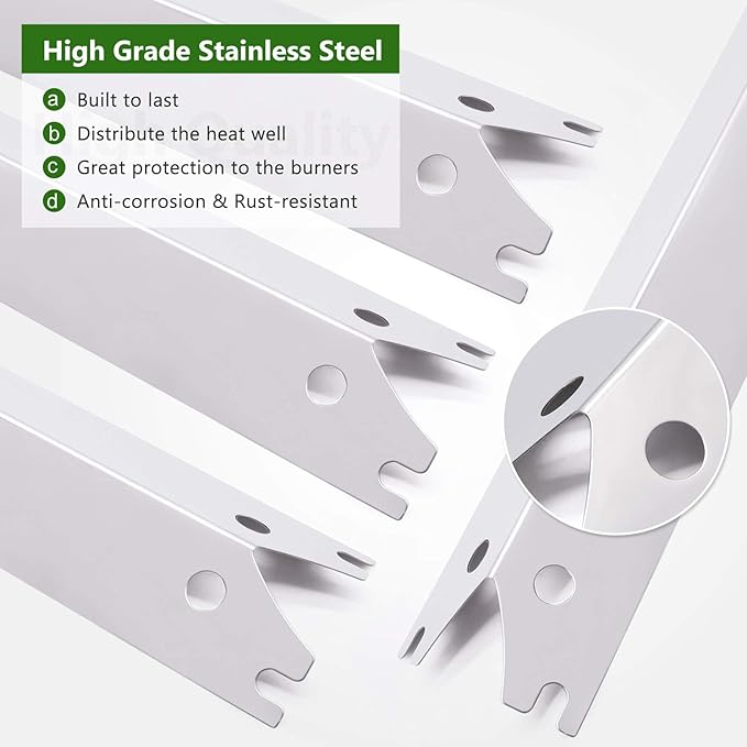 Criditpid Grill Replacement Parts for Brinkmann 810-2410-S 810-2411-S, Cast Iron Cooking Grate, Stainless Steel Burner Tubes, Heat Plate Shields & Crossover Tubes for Brinkmann 4 Burner Gas Grill.