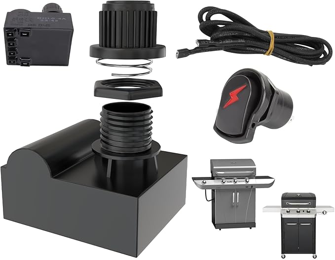 G511-0055-W1 Grill Igniter Kit for Charbroil Grill Replacement Parts, Charbroil Ignition Switch 80018343, 4-Outlets Electronic Ignition Module w/ Wires & 1 Push Button for Charbroil Surefire Ignitor