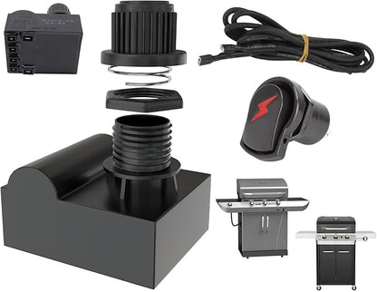 G511-0055-W1 Grill Igniter Kit for Charbroil Grill Replacement Parts, Charbroil Ignition Switch 80018343, 4-Outlets Electronic Ignition Module w/ Wires & 1 Push Button for Charbroil Surefire Ignitor