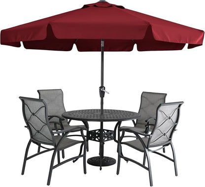 MASTERCANOPY 9ft Patio Umbrella with Valance, Crank & Tilt, Burgundy | 8 ribs, UV/fade-resist, waterproof, vent, for garden/deck/yard/pool