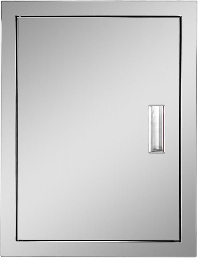Outdoor Kitchen Door 16" W x 22" H Stainless Steel BBQ Single Access Door Flush Mount Vertical Wall Doors with Handle Suitable for Grilling Station Outside Cabinet Outdoor Kitchen