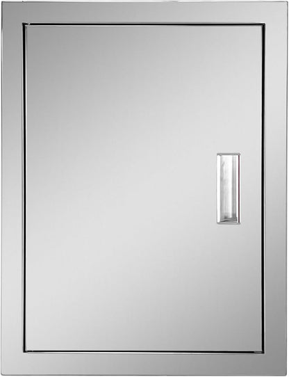 Outdoor Kitchen Door 16" W x 22" H Stainless Steel BBQ Single Access Door Flush Mount Vertical Wall Doors with Handle Suitable for Grilling Station Outside Cabinet Outdoor Kitchen