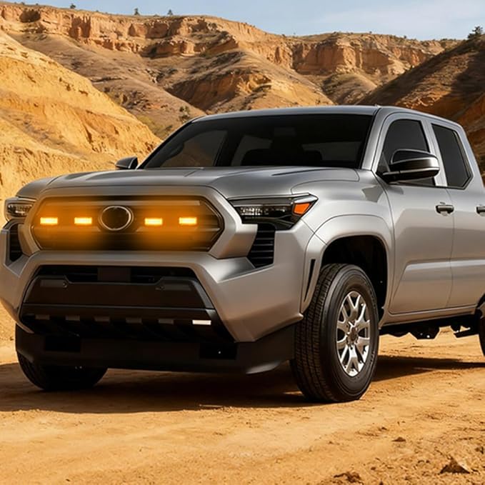 LED Grille Lights Fit for Toyota Tacoma 2024 2025 SR SR5, Amber Grille Light Strips, IP68 Waterproof Seal, Non-Destructive Installation, Off-Road Marker Light Kit, Car Accessories