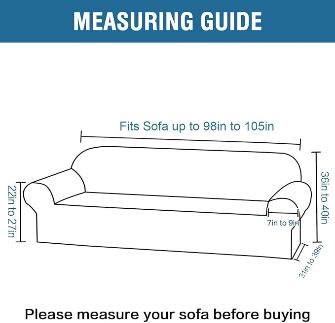 H.VERSAILTEX Stretch Velvet Sofa Covers Large Couch Covers Sofa Slipcovers Furniture Protector Soft with Non Slip Elastic Bottom, Feature Thick Comfy Rich Velour (Extra Wide Sofa 98"-105", Taupe)