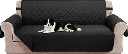 Reversible Oversized Sofa Covers, XL Sofa, Black/Black | Couch Cover Furniture Protector for Dogs Elastic Straps Water Repellent Furniture for 4 Cushion Couch
