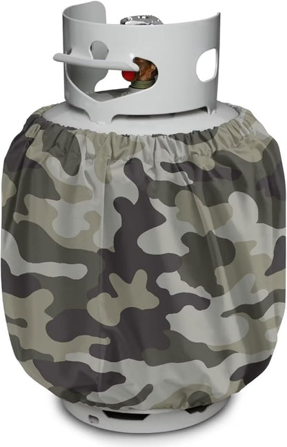 Camo Propane Tank Cover Fits Standard 20 lb Tank Cylinde Travel Trailer Propane Covers with Elastic Slip in Gas Cover Water & Wear-Resistant for Outdoor and Indoor Use