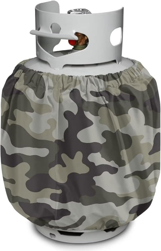 Camo Propane Tank Cover Fits Standard 20 lb Tank Cylinde Travel Trailer Propane Covers with Elastic Slip in Gas Cover Water & Wear-Resistant for Outdoor and Indoor Use