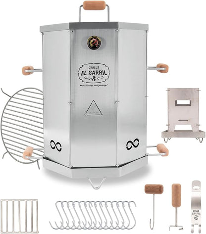 EL BARRIL 20LBS Foldable Barrel Charcoal Grill Smoker - Stainless Steel BBQ Barrel Smoker Grill with Even Heat Airflow for Juicy Tender Meat, Portable Outdoor Grill for Camping, Backyard & Tailgating