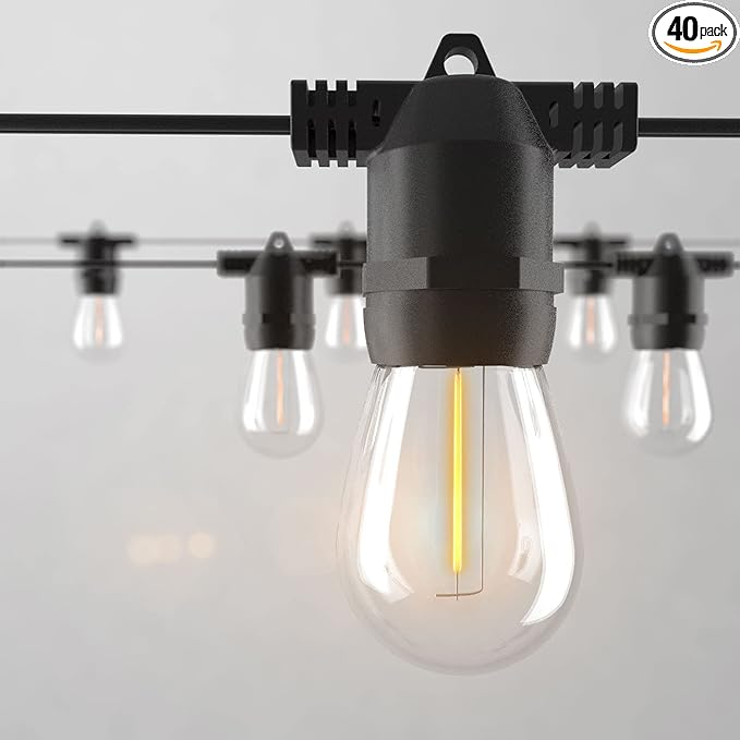 108FT (27FT*4) LED Outdoor String Light Waterproof Terrace Light, S14 Shatterproof Replaceable Bulb (4 Spare Bulbs), Connectable (Maximum 918FT) Edison Vintage Backyard, Porch, Deck Lights