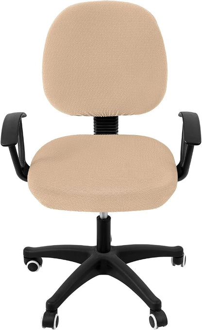 Smiry Office Computer Chair Covers for Desk Rotating Chair Protector | Stretch Jacquard Removable Washable Universal Slipcovers, Seat + Backrest Cover, Khaki