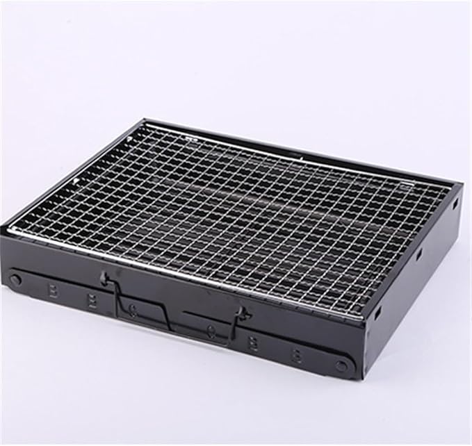 Portable Charcoal Grill for Camping BBQ Grills Outdoor Barbecue Grill Smokeless Folding Black Steel Stove with Pull-Out Ash Tray,35 * 27 * 19.5Cm-D