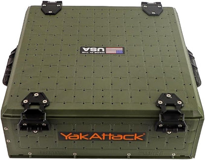 YakAttack ShortStak Solo Storage Box - Size & Color Options | Standalone Low-Profile Crate with Lid, Hinges & Latches | GridLoc Mounting Panels | Slider Feet for Under-Seat Use | Made in USA