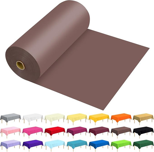 54 Inch X 300 Feet Plastic Table Cover Roll Premium Disposable Plastic Tablecloth for All Type/Shape Tables | Picnic, Party, Banquet, Birthdays, Weddings (Brown, 54 Inch X 300 Feet)