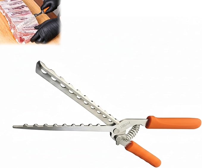 Rib Membrane Removal Tool, High Duty Premium Stainless Steel, for BBQ Grilling and Cooking ，Membrane Remover for Ribs，Easy Insert Pointed Tip, Ergonomic Non-Slip Silicone Handle