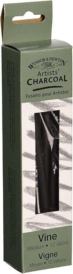 Winsor & Newton Artist Vine Charcoal Sticks, Medium, Box of 12 Sticks