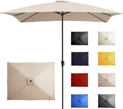 Ayge 8x10FT Large Rectangular Patio Umbrella Outdoor Table Umbrella w/Crank Rectangle Market Umbrella UV Protection for Garden, Deck,Lawn,Yard & Pool, Beige