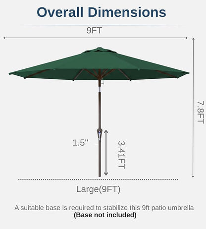 9FT Auto-Tilt Patio Umbrella|Outdoor Market Table Umbrella with 8 Fiberglass Ribs for Pool,Deck&Backyard
