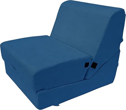 jela Luxury Indoor Chaise Lounge, Foldable Sofa Bed Chair with Machine Washable Cover, Soft Foam Lounge Chair for Living Room (Miss Navy)