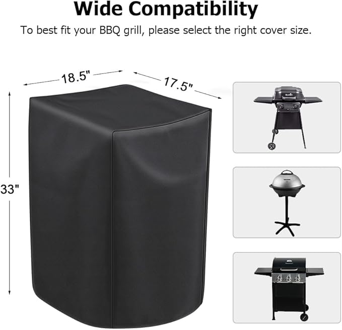 iCOVER 30in Electric Smoker Cover, Waterproof for Masterbuilt, Charbroil, Dyna Glo and More 30-Inch Vertical Smokers 18.5 L x 17.5 W x 33 H