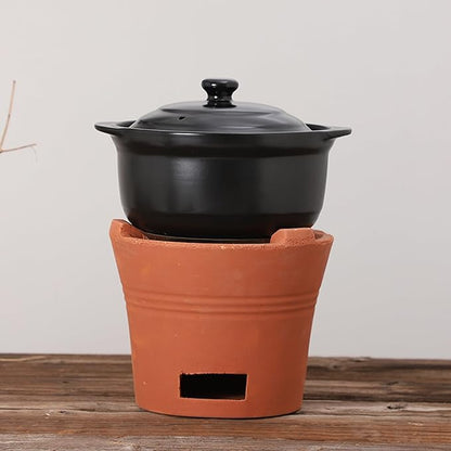 Clay Charcoal Stove, Portable Woodstove, Multifunctional Ceramic Grill, Wood Burning Camp Stove for Home, Picnic, Camping, Tea Making and Outdoor Cooking(9x7.5in/23x19.5cm)