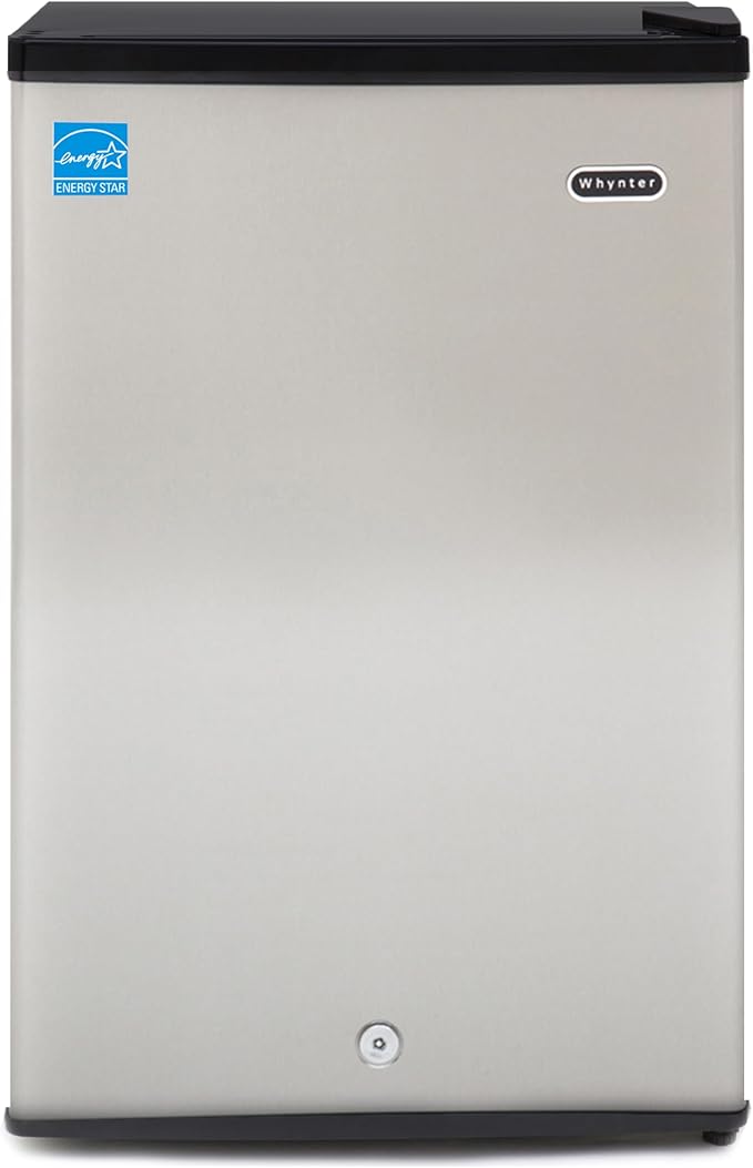 Whynter Upright Freezer with Lock, 3 Cu. Ft. Small Freezer Mini Freezer for Bedrooms, Dorms, Garages, Offices CUF-301SS, Stainless Steel, Energy Star