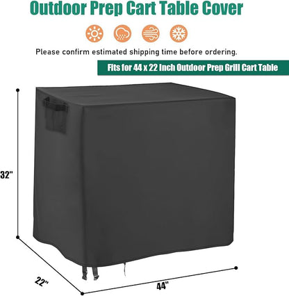 Outdoor Prep Table Cover for 44 inch Patio Serve Prep Storage Cart | Waterproof Patio Serve Prep Storage Cart Cover, Outdoor Rectangle Furniture Cover - 44 X 22 X 32 Inch