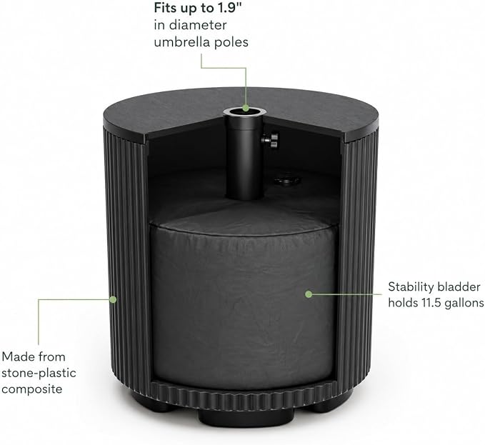 Patio Table with Hole for Umbrella, Pool Side Table, Black | Adjustable Knob, 1.5Inch Umbrella Hole, All Weather Material