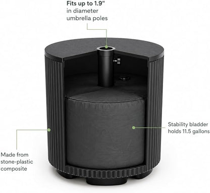 Patio Table with Hole for Umbrella, Pool Side Table, Black | Adjustable Knob, 1.5Inch Umbrella Hole, All Weather Material