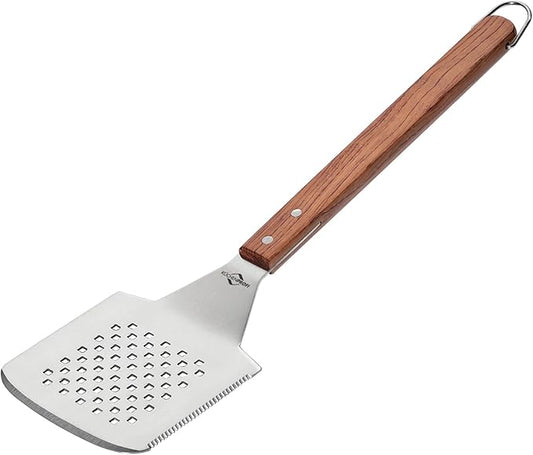 Küchenprofi Texas Heavy-Duty Stainless Steel Rosewood BBQ Grilling, Turner with Holes and Serrated Edge, 5" x 17" Long