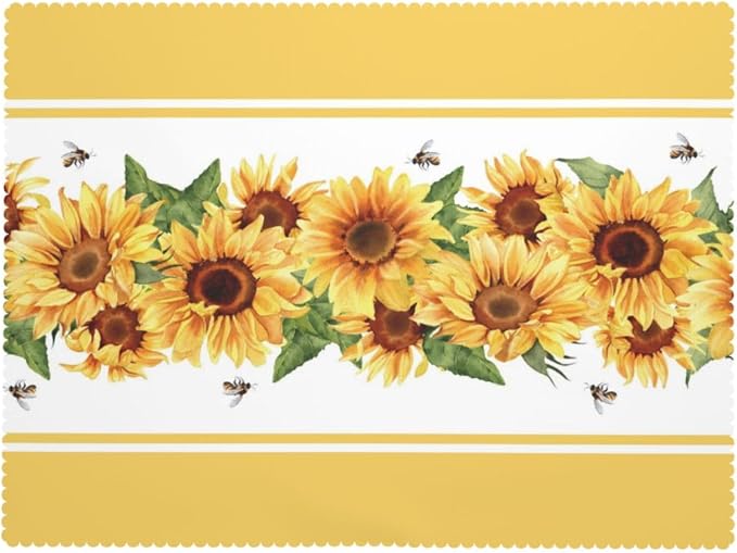 Yellow Sunflower Rectangular Tablecloth, Sunflowers Table Cloth Washable Tablecloths Decorative Table Cover for Kitchen, Dining, or Parties 54x72 Inches