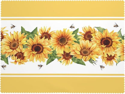 Yellow Sunflower Rectangular Tablecloth, Sunflowers Table Cloth Washable Tablecloths Decorative Table Cover for Kitchen, Dining, or Parties 54x72 Inches
