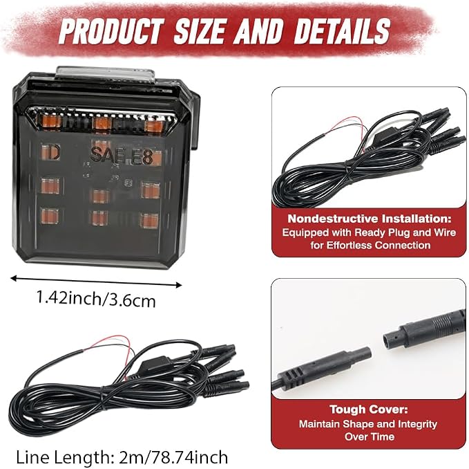 LED Grille Lights with Wiring Harness, 12 LED Grille Lights, Compatible with Toyota Land Cruiser Prado LC250 J250 2024–2025, 1 Set (1 to 6)