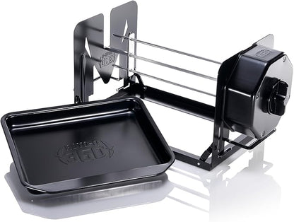 ROTO-Q 360 Cordless Universal Rotisserie Kit for Grills Ovens and Smokers - Non-Electric Wind-up Spit Roaster, Gas or Charcoal BBQ - Compatible with Kamado Joe Green Egg Kettle (Black) | Cordless wind-up rotisserie works with grills, ovens and smokers ...