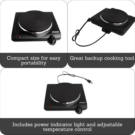 IMUSA Single Electric Hot Plate, Black