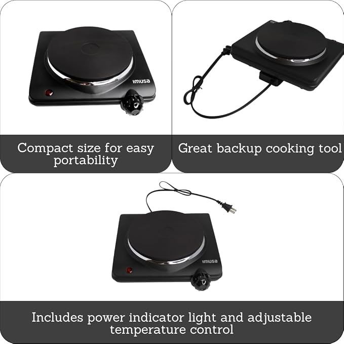 IMUSA Single Electric Hot Plate, Black (Pack of 3)