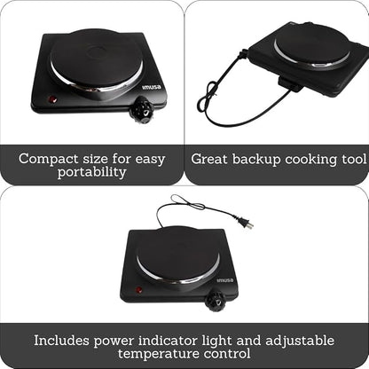 IMUSA Single Electric Hot Plate, Black (Pack of 3)