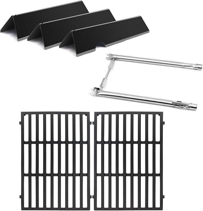 Grill Parts Replacement for Weber Spirit, 7635 Flavor Bars and 69785 Grill Burner Tubes 7637 Grill Grate for Weber Spirit I & II 200 with Front Control, Spirit E210, E220, S210, S220