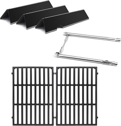 Grill Parts Replacement for Weber Spirit, 7635 Flavor Bars and 69785 Grill Burner Tubes 7637 Grill Grate for Weber Spirit I & II 200 with Front Control, Spirit E210, E220, S210, S220