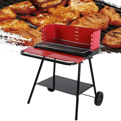 Portable Charcoal Grill with Wheels, Stainless Steel Outdoor Barbecue Grill for Camping BBQ, Non-Stick Easy Clean Charcoal Grills BBQ Smoker for Hiking Picnic,A-1