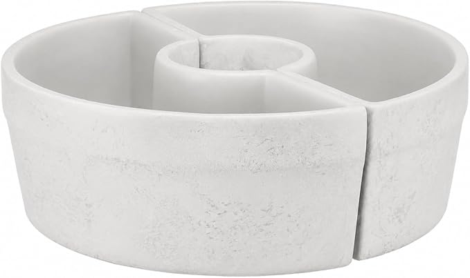 1 Set Patio Umbrella Planter Rustic 2 Pcs Half Round Planter 12" Cement Planters Half Circle Flower Pot for Patio Table Garden Home Plant Outdoor(White,Country Style)