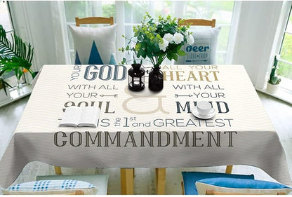 Moslion Love God Tablecloth 60x104 Inch Quote Rectangle Tablecloth for Picnic BBQ Kitchen